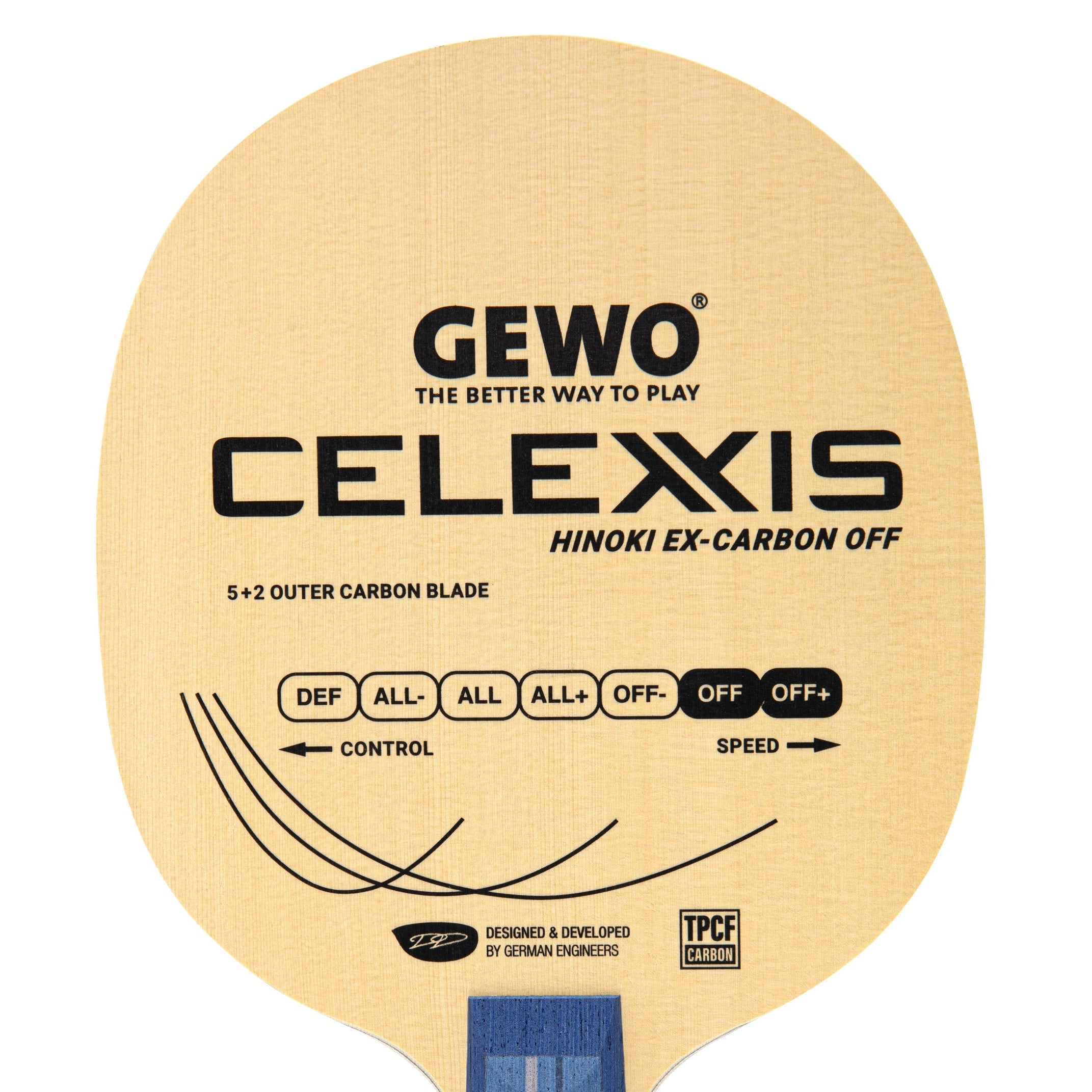 GEWO Celexxis Hinoki Ex-Carbon Offensive Blade - Chinese Penhold - Head