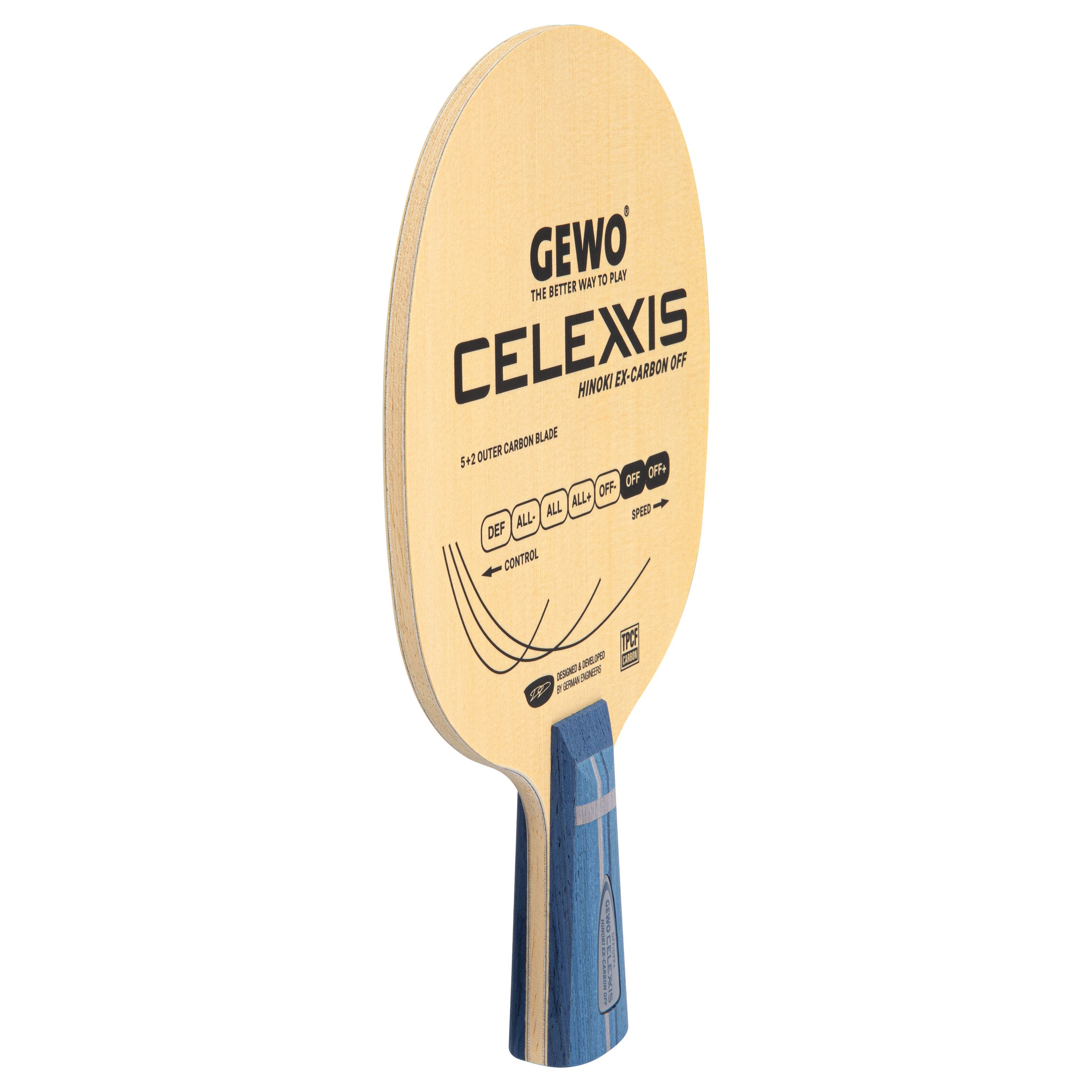 GEWO Celexxis Hinoki Ex-Carbon Offensive Blade - Chinese Penhold - Side View