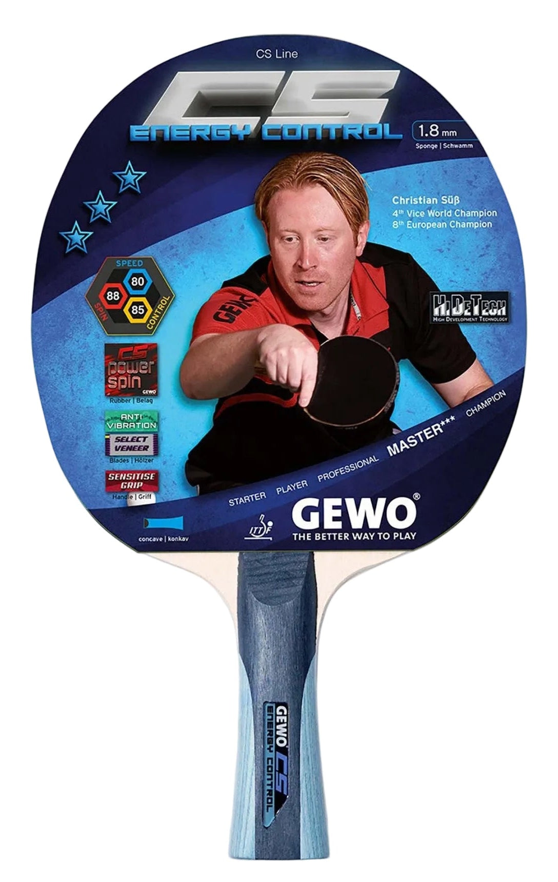 GEWO CS Energy Control – Pre‑Assembled Table Tennis Racket