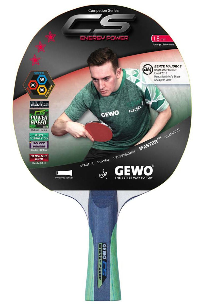 GEWO CS Energy Power – Pre‑Assembled Table Tennis Racket