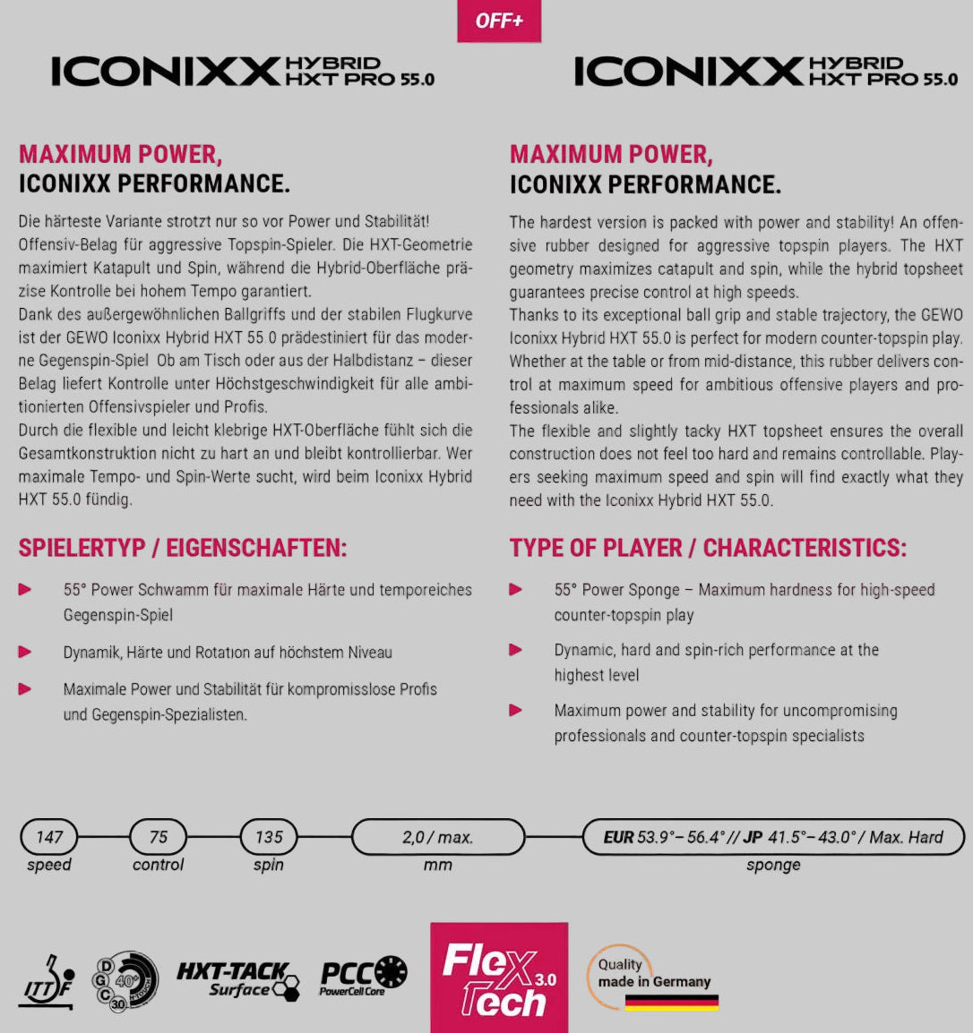GEWO Iconixx Hybrid HXT Pro 55.0 - Product Specifications