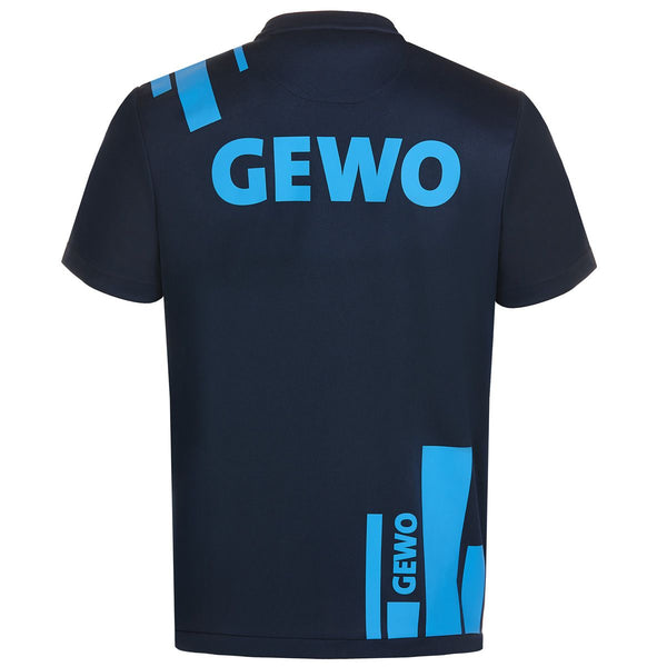 GEWO Nexxus Pro Bloques Navy/Sky Table Tennis Shirt - Back View