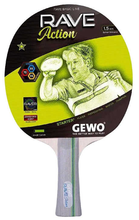 GEWO Rave Action – Pre‑Assembled Table Tennis Racket