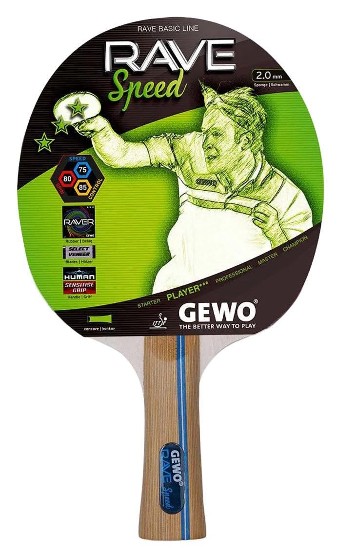 GEWO Rave Speed – Pre‑Assembled Table Tennis Racket