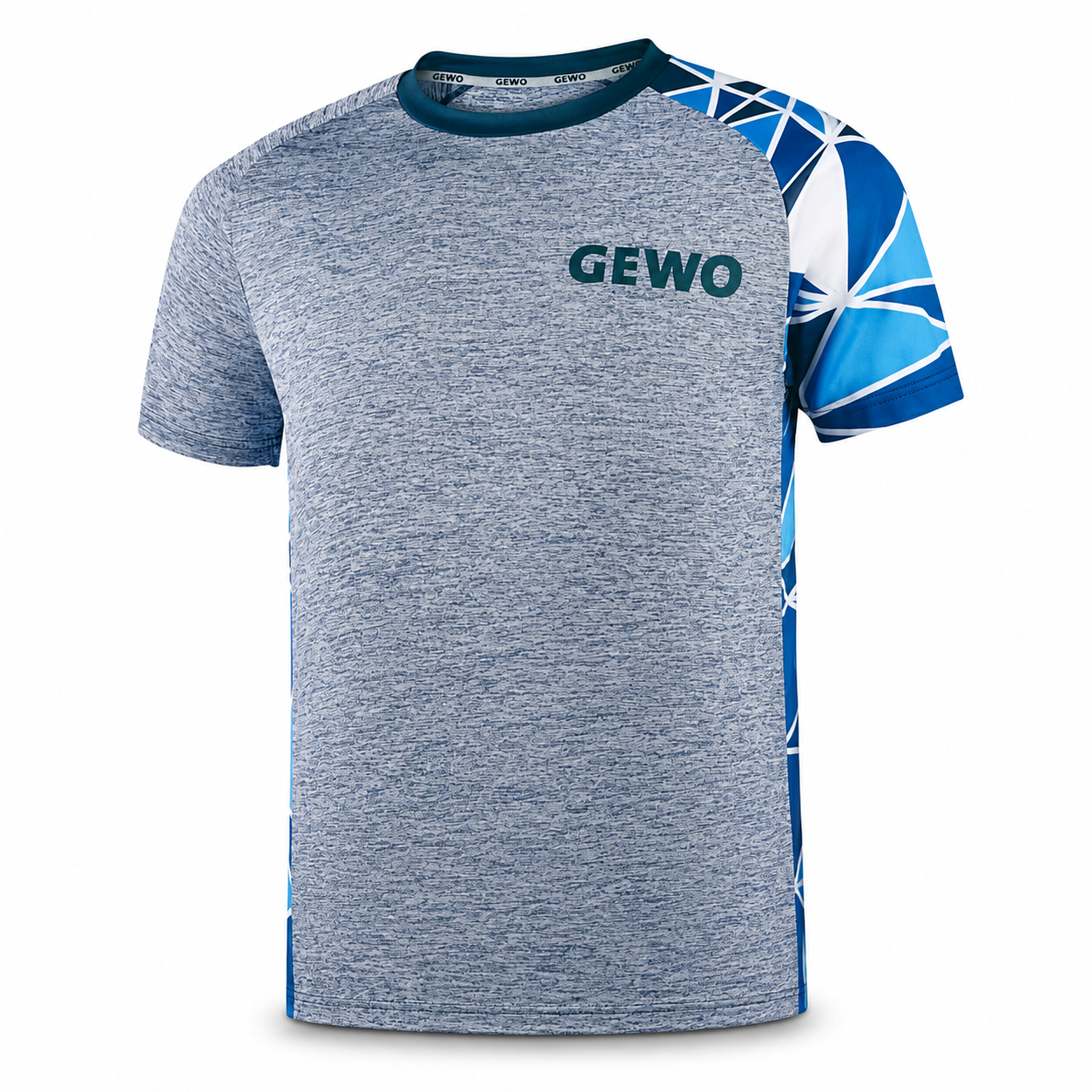 GEWO Shirt Arco - Grey Melange and Blue - Front View
